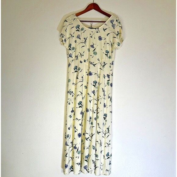 All That Jazz Dresses & Skirts - All That Jazz Women Maxi Long Dress Pale Yellow Floral Prairie VTG USA 13 /14